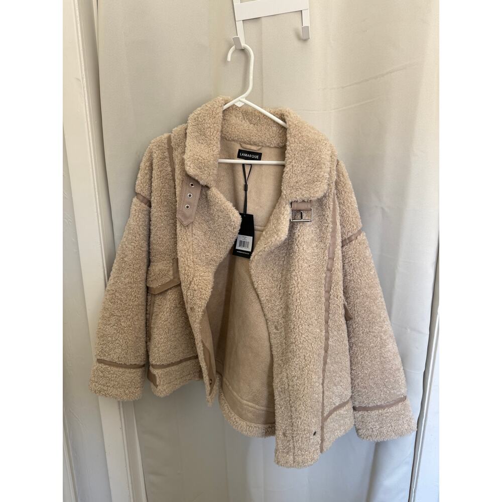 Lamarque Cream Shearling Jacket - Picture 8 of 8